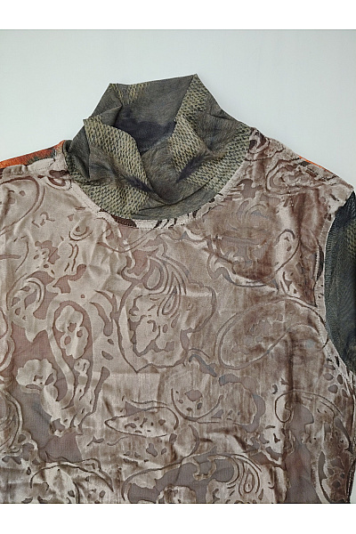 DESIGUAL Dámské hnědé tričko s dlouhým rukávem se stojáčkem a vzorem Velikost M | DESIGUAL | obrázek 4