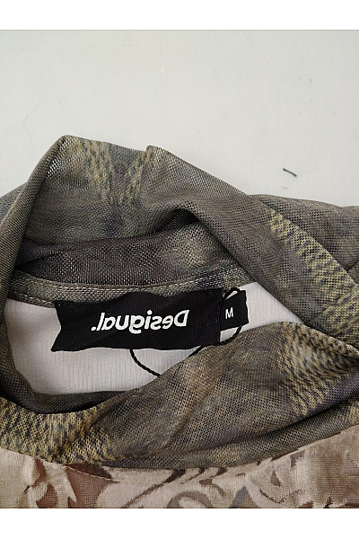 DESIGUAL Dámské hnědé tričko s dlouhým rukávem se stojáčkem a vzorem Velikost M | DESIGUAL | obrázek 7