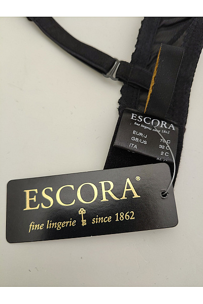 ESCORA Černá krajková kosticová podprsenka s otevřenými košíčky a ozdobami Velikost EU 70C | ESCORA | obrázek 7