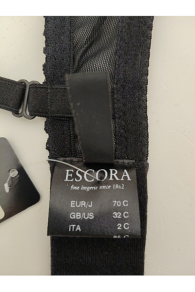 ESCORA Černá krajková kosticová podprsenka s otevřenými košíčky a ozdobami Velikost EU 70C | ESCORA | obrázek 8