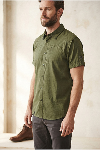 MAC Pánská Khaki Outdoorová Košile S Krátkým Rukávem Regular Fit Velikost DE 56
