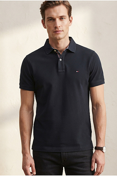 TOMMY HILFIGER Pánské Bavlněné Polo Tričko S Krátkým Rukávem černé Vel. L