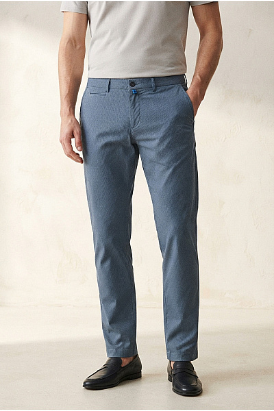 PIERRE CARDIN Pánské Bavlněné Chinos Kalhoty Modré Rovné