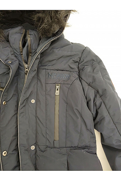 Geographical Norway Modrá prošívaná zimní bunda s kapucí a kožešinou Velikost US 14Y | Geographical Norway | obrázek 5