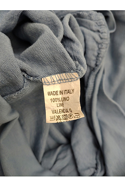 PUMALIO Modré lněné kalhoty s vysokým pasem a kapsami Velikost IT 50/52 | PUMALIO | obrázek 6