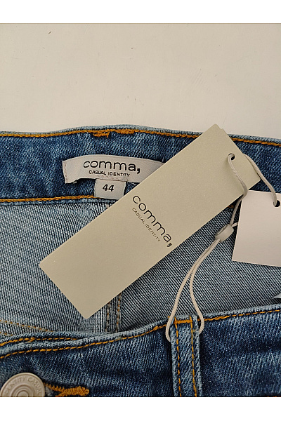 COMMA Dámské modré bavlněné džíny mom fit s vysokým pasem a ohrnutými nohavicemi | COMMA | obrázek 7