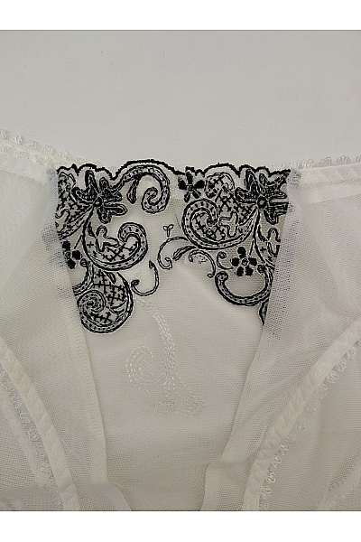 Kamea lingerie Bílé krajkové kalhotky s černou výšivkou luxusní Velikost EU 38 | kamea lingerie | obrázek 4