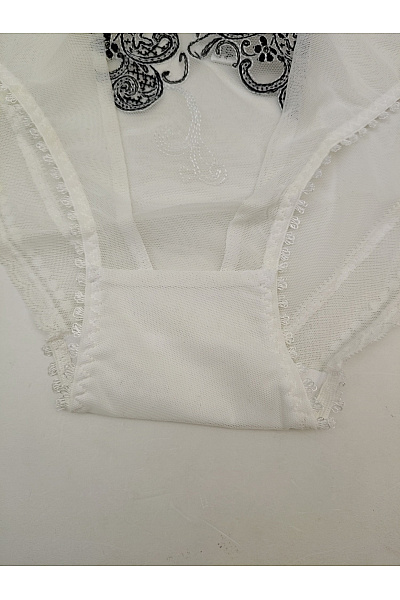 Kamea lingerie Bílé krajkové kalhotky s černou výšivkou luxusní Velikost EU 38 | kamea lingerie | obrázek 5