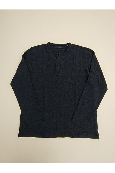 JACK & JONES Pánské bavlněné tričko s dlouhým rukávem a knoflíky henley černé Vel. EU L | JACK & JONES | obrázek 2