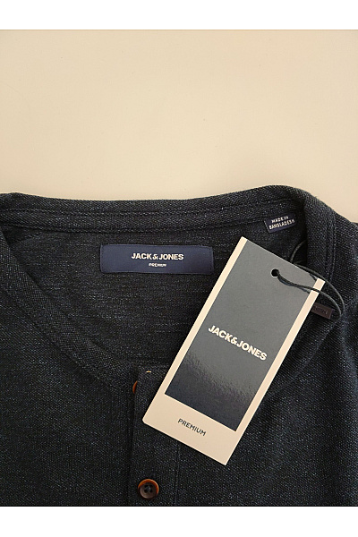 JACK & JONES Pánské bavlněné tričko s dlouhým rukávem a knoflíky henley černé Vel. EU L | JACK & JONES | obrázek 6