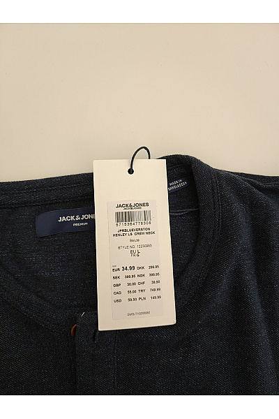 JACK & JONES Pánské bavlněné tričko s dlouhým rukávem a knoflíky henley černé Vel. EU L | JACK & JONES | obrázek 7