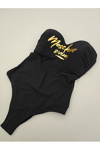 MOSCHINO Černé jednodílné plavky bez ramínek vyztužené Velikost EU 75 | MOSCHINO | obrázek 4
