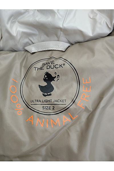 SAVE THE DUCK Béžová prošívaná zimní dlouhá bunda s kapucí Vel. 2 | SAVE THE DUCK | obrázek 12