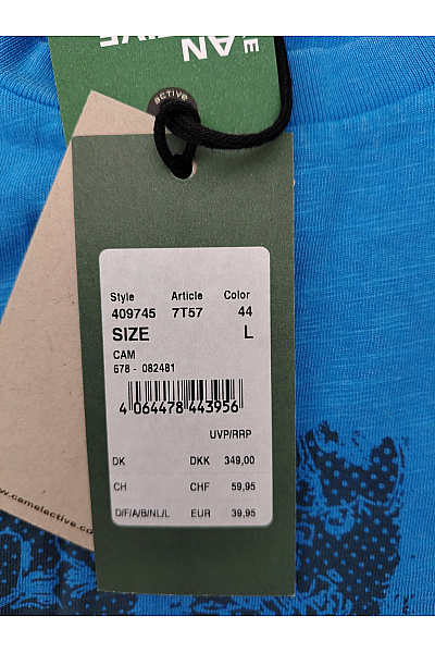 Camel active Modré bavlněné pánské tričko s krátkým rukávem a nápisem Velikost L | camel active | obrázek 8