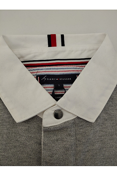 TOMMY HILFIGER Šedé bavlněné polo tričko s krátkým rukávem výšivkou a nápisem Vel. S | TOMMY HILFIGER | obrázek 5