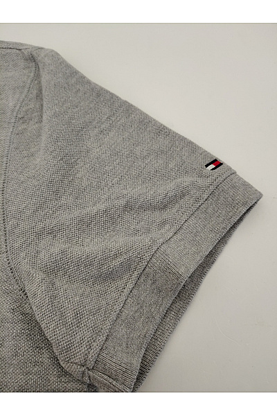 TOMMY HILFIGER Šedé bavlněné polo tričko s krátkým rukávem výšivkou a nápisem Vel. S | TOMMY HILFIGER | obrázek 6