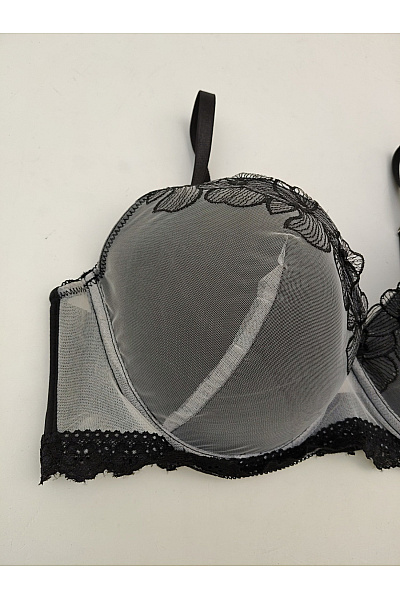 JUST FOR VICTORIA Černá krajková kosticová podprsenka s průsvitnými košíčky Velikost EU 85C | JUST FOR VICTORIA | obrázek 3