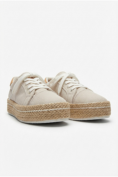 Kimberfeel Béžové Dámské Espadrilky Na Platformě šněrovací Letní Volnočasové Vel. EU 39