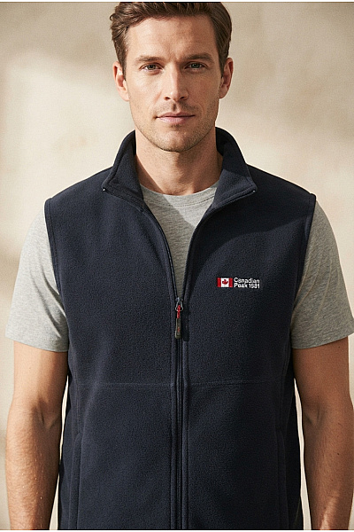 Canadian-peak Černá Fleecová Vesta Se Zapínáním Velikost US XL