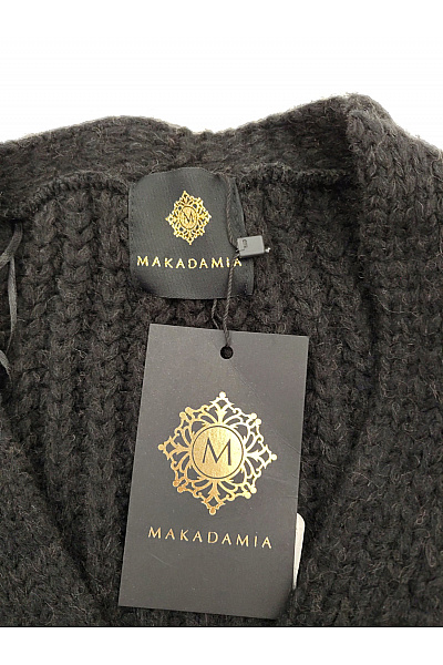 Makadamia Černý pletený kardigan s copánkovým vzorem na knoflíky Vel. XL | Makadamia | obrázek 5