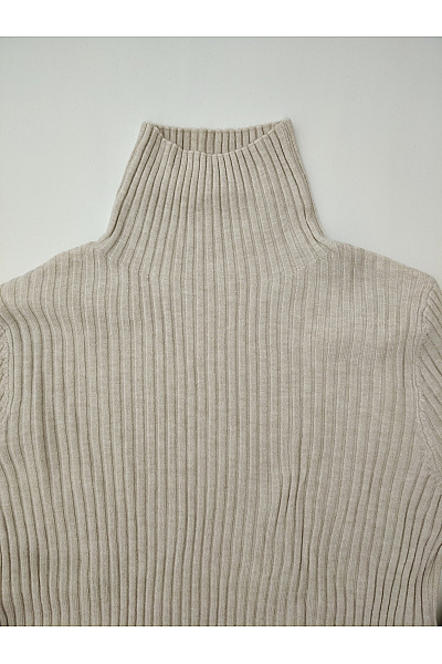 Cashmere Béžový žebrovaný rolák basic Velikost XS | Cashmere | obrázek 4