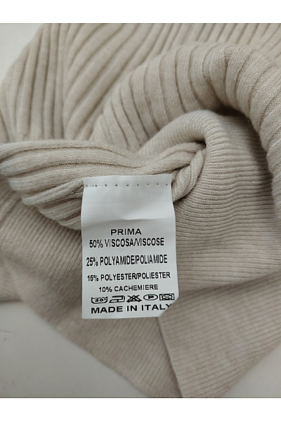Cashmere Béžový žebrovaný rolák basic Velikost XS | Cashmere | obrázek 6