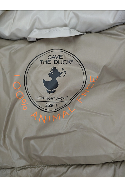 SAVE THE DUCK Béžová prošívaná dlouhá zimní bunda s kapucí Vel. 1 | SAVE THE DUCK | obrázek 8