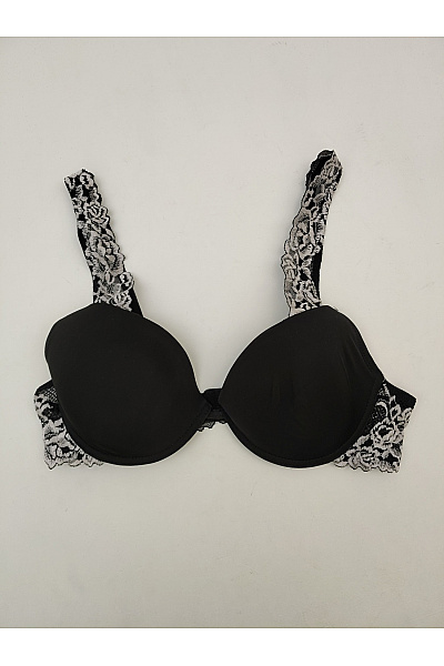 JUST FOR VICTORIA Černobílá krajková push up podprsenka s ozdobnými ramínky Velikost EU 85C | JUST FOR VICTORIA | obrázek 2