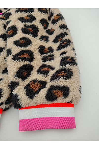 Zwillingsherz Béžová leopardí plyšová bomber bunda Vel. L | Zwillingsherz | obrázek 3