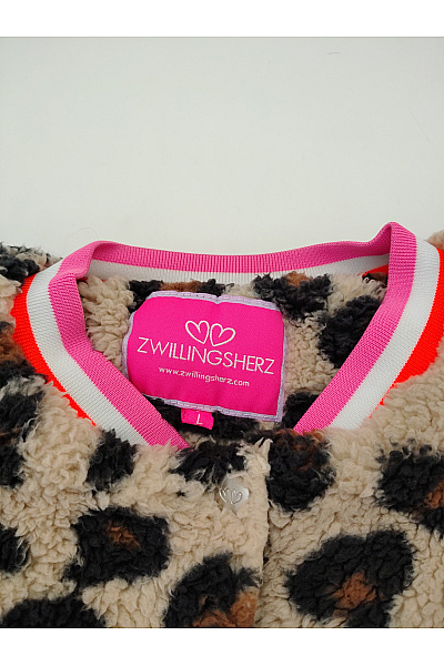 Zwillingsherz Béžová leopardí plyšová bomber bunda Vel. L | Zwillingsherz | obrázek 5