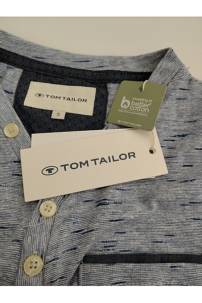 TOM TAILOR Pánské šedé bavlněné tričko s dlouhým rukávem henley kapsou Velikost S | TOM TAILOR | obrázek 8