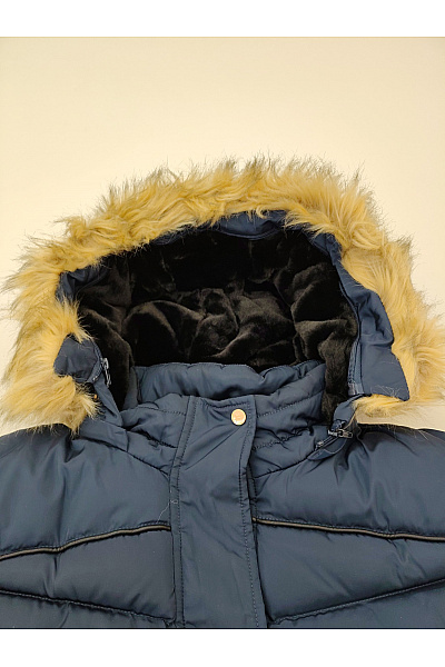 Canadian-peak Modrá prošívaná zimní dlouhá bunda s kapucí a kožešinou Vel. XXL | canadian-peak | obrázek 6