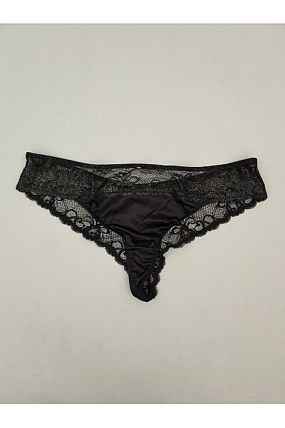 Lasca Černé Luxusní Krajkové Tanga Velikost EU 44/46