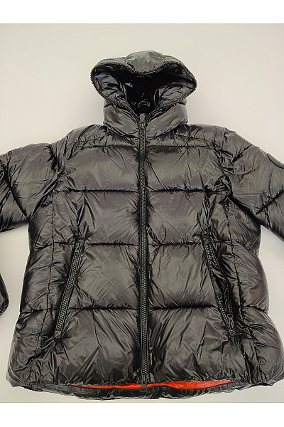 SAVE THE DUCK Černá lesklá prošívaná zimní puffer bunda s kapucí Vel. XXL | SAVE THE DUCK | obrázek 5