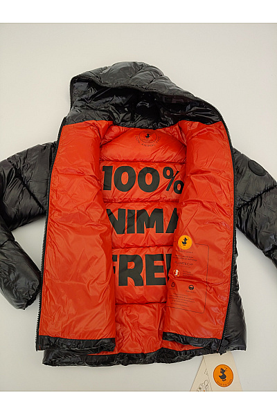 SAVE THE DUCK Černá lesklá prošívaná zimní puffer bunda s kapucí Vel. XXL | SAVE THE DUCK | obrázek 6