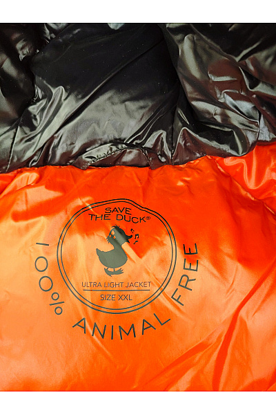 SAVE THE DUCK Černá lesklá prošívaná zimní puffer bunda s kapucí Vel. XXL | SAVE THE DUCK | obrázek 7