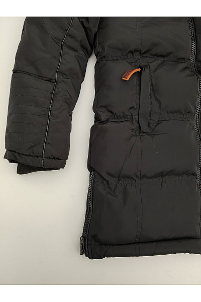 Geographical Norway Černá prošívaná zimní dlouhá bunda s kapucí a kožíškem Velikost EU 16Y | Geographical Norway | obrázek 3