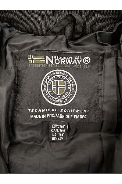 Geographical Norway Černá prošívaná zimní dlouhá bunda s kapucí a kožíškem Velikost EU 16Y | Geographical Norway | obrázek 7