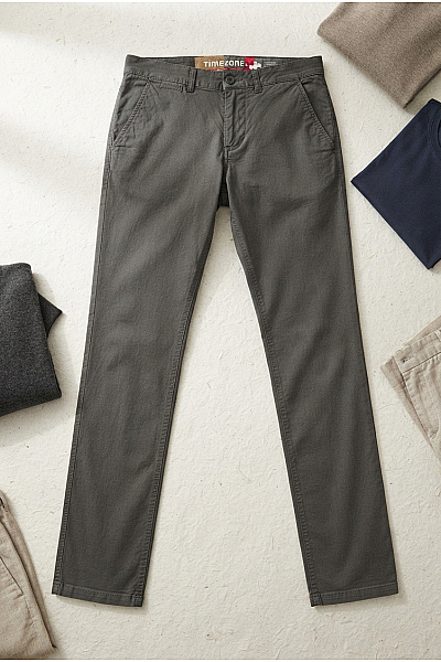 TIMEZONE Pánské Bavlněné Chinos Kalhoty Khaki Velikost W32/L32