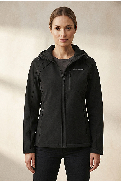 ALPINE PRO Dámská černá Softshellová Bunda S Kapucí Outdoorová Vel. XL