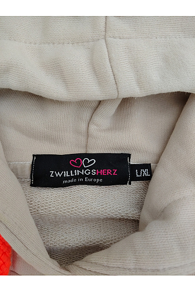 Zwillingsherz Dívčí béžová bavlněná mikina s kapucí a nápisem Vel. L/XL | Zwillingsherz | obrázek 6