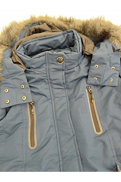 Geographical Norway Modrá zimní parka s kapucí a kožíškem Vel. EU 4/XL | Geographical Norway | obrázek 3