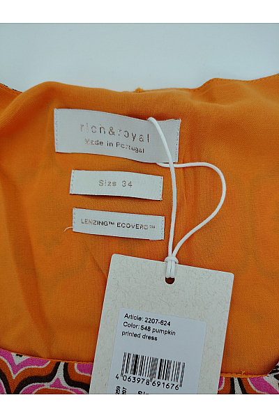 RICH&ROYAL Oranžové vzorované letní mini šaty do áčka Velikost EU 34 | RICH&ROYAL | obrázek 4