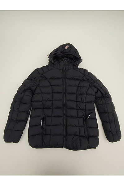 Canadian-peak Černá Prošívaná Zimní Bunda S Kapucí Se Zipem Vel. 5-XXL