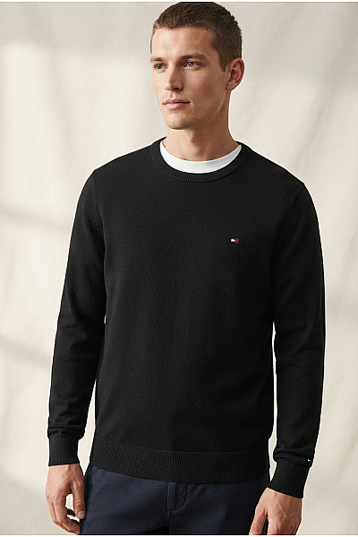 TOMMY HILFIGER Pánský Bavlněný Pulovr Basic Elegantní