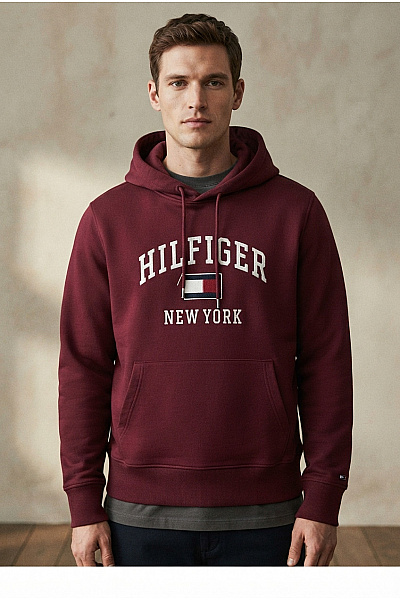 TOMMY HILFIGER Pánská Bavlněná Mikina S Kapucí A Potiskem Velikost XXL