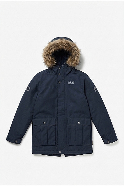 Jack Wolfskin Modrá Chlapecká Outdoorová Zimní Bunda S Kapucí Velikost EU S(140)