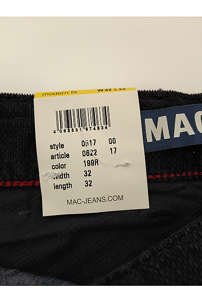MAC Černé bavlněné manšestrové kalhoty rovné Vel. US W32 L32 | MAC | obrázek 8