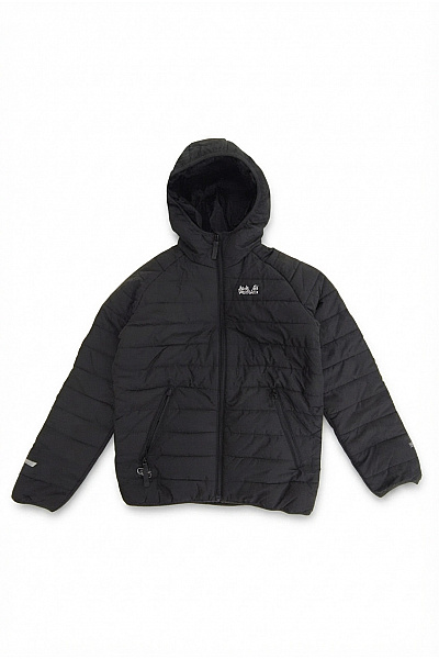 Jack Wolfskin Černá Dětská Prošívaná Bunda S Kapucí Outdoor Velikost EU M