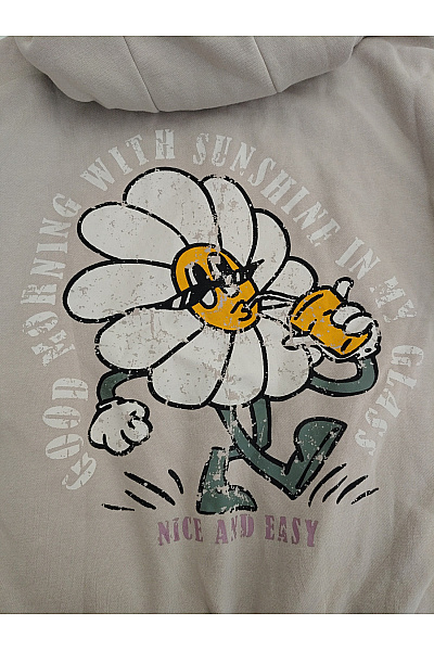 Sublevel Béžová bavlněná oversized mikina s kapucí a potiskem Vel. XL | Sublevel | obrázek 10